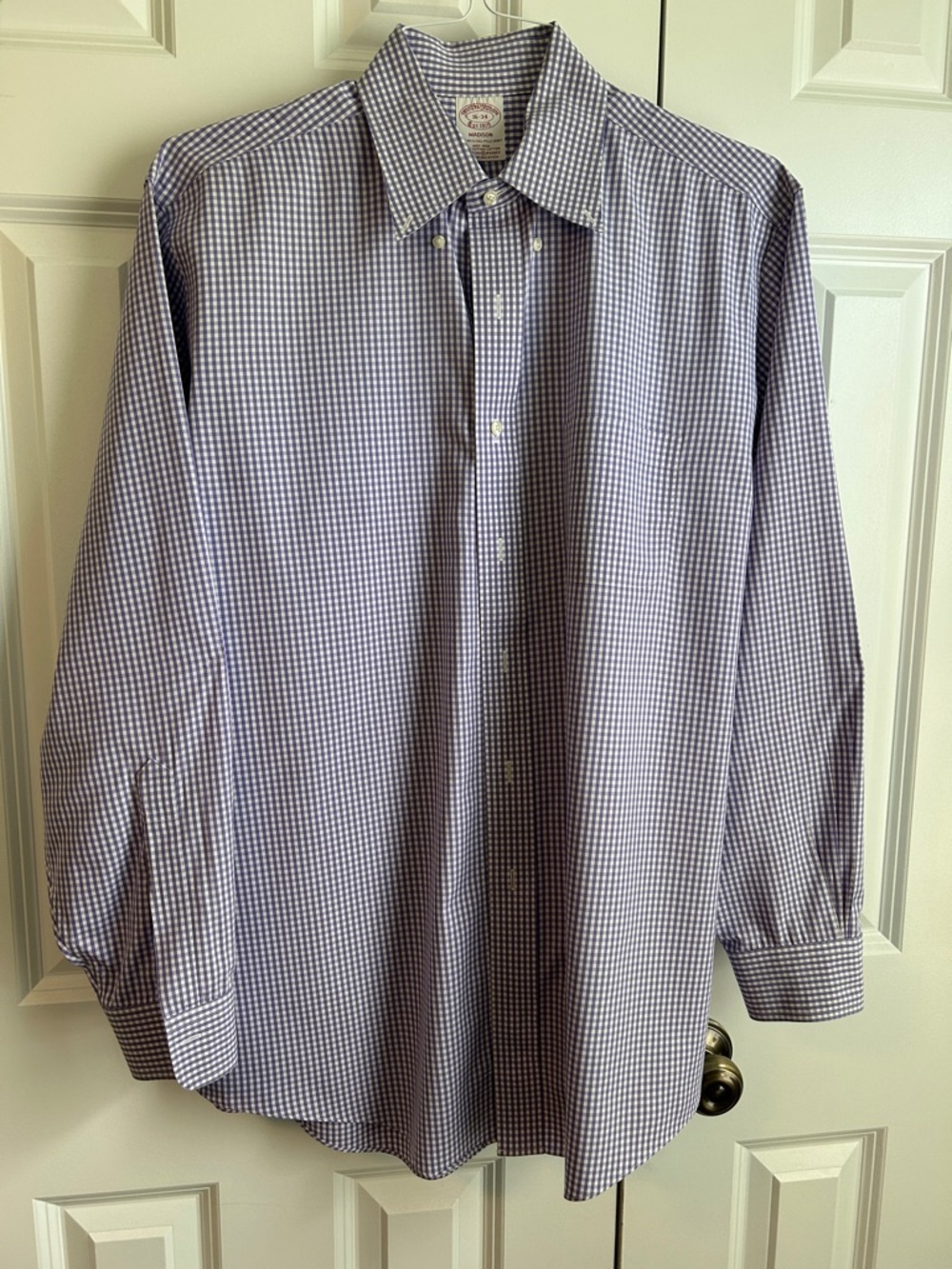 Brooks Brothers Lavender and White Gingham Button-Down Shirt